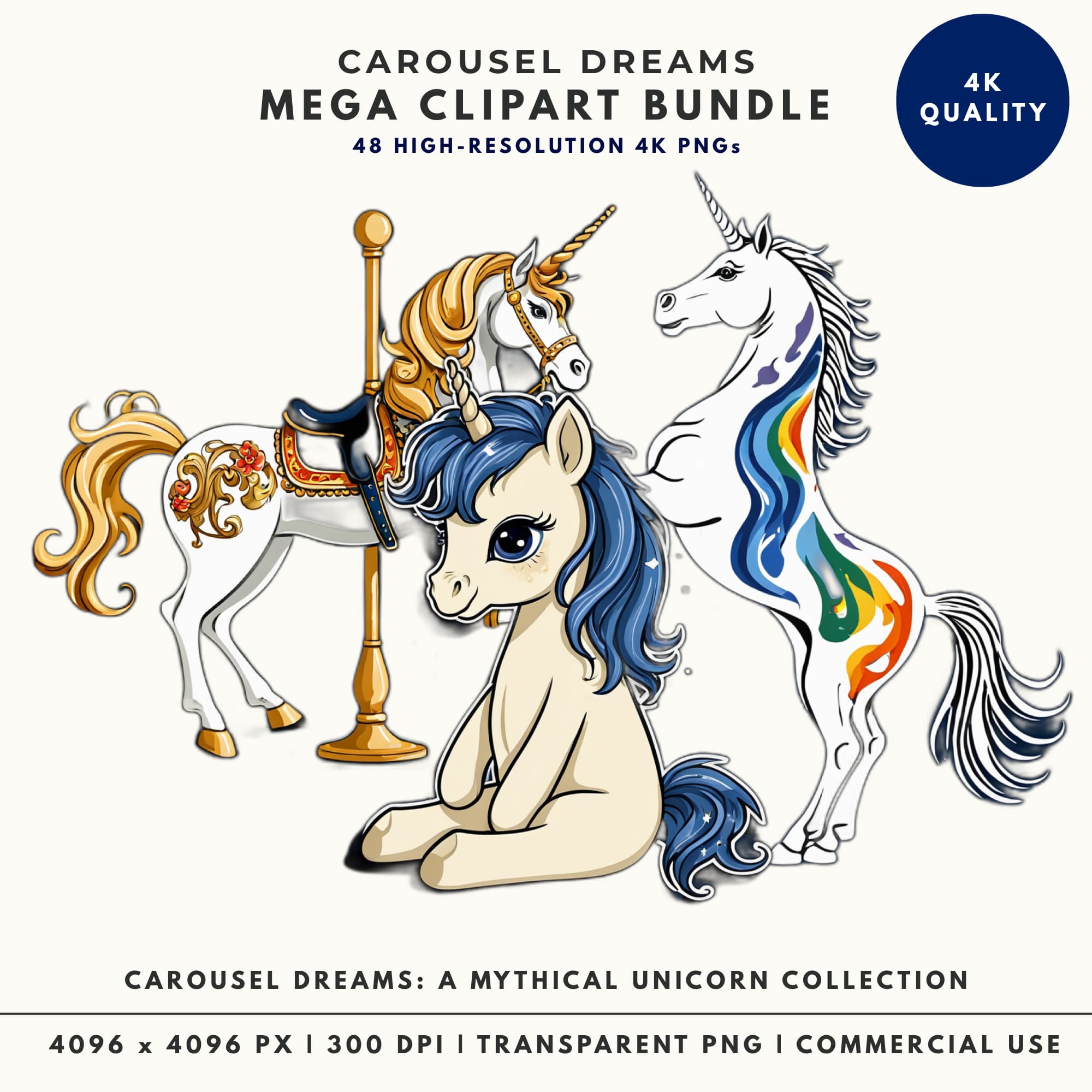 Unicorn Dreams watercolor clipart bundle